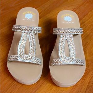 Sparkly Nude Sandal Wedges
